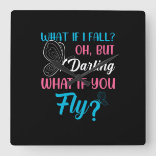 Butterfly Gift   What If You Fly Square Wall Clock