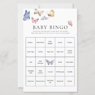 Butterfly Girl Baby Shower Bingo Game 