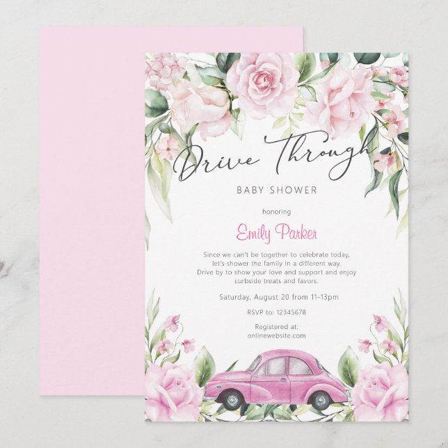 Butterfly, Girl Baby Shower Themes, Invitation (Front/Back)