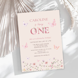 Butterfly Girl First Birthday Invitation