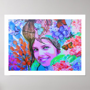 Butterfly girl in Madeira Poster
