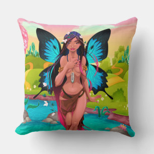 Butterfly Girl Throw Pillow