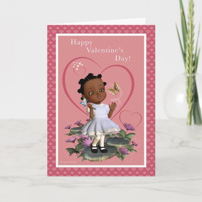 Butterfly Girl Valentine's Day Blank Card (Front)