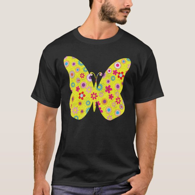 Butterfly Girl Who Loves Butterflies Cute Flower B T-Shirt (Front)