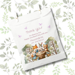 Butterfly Girl's Woodland Animals 1st Birthday Favour Bag