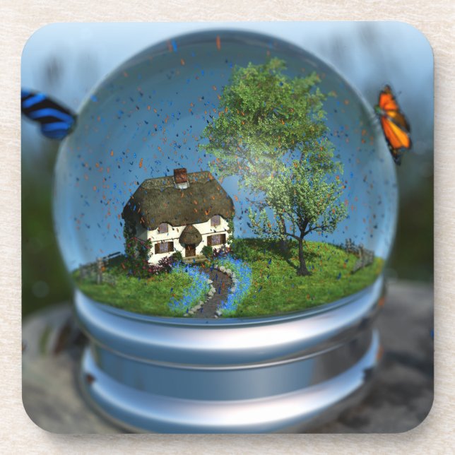 Butterfly Globe Cork Coaster (Front)