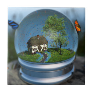 Butterfly Globe Decorative Tile