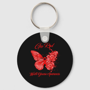 Butterfly Go Red Heart Disease Awareness Key Ring