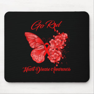 Butterfly Go Red Heart Disease Awareness Mouse Pad