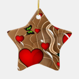 Butterfly & Gold Ceramic Ornament