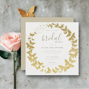 Butterfly Gold Elegant Boho Classic Bridal Shower Invitation