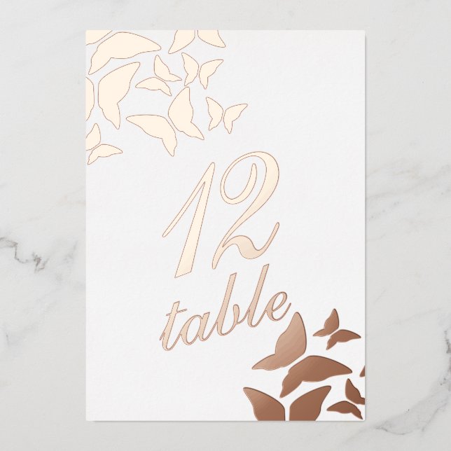 Butterfly Gold Pressed  Foil Table Number (Front)