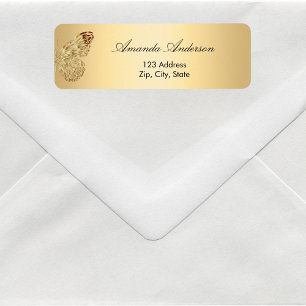 Butterfly gold return address return address label