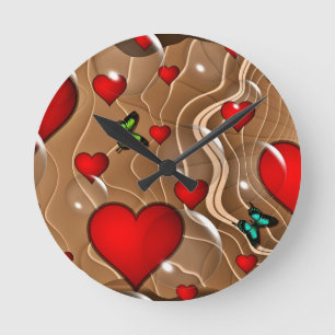 Butterfly & Gold Round Clock