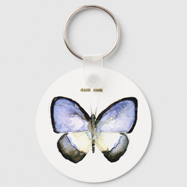 Butterfly: Green-Banded Blue Key Ring (Front)