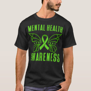 Butterfly Green Ribbon Mental Health Awareness 578 T-Shirt