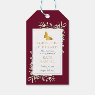 Butterfly Greenery Funeral Seed Packet Photo Gift Tags