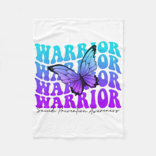 Butterfly Groovy Teal & Purple Ribbon Suicide Fleece Blanket