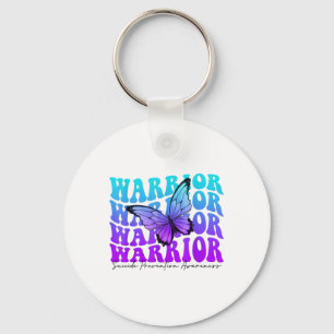 Butterfly Groovy Teal & Purple Ribbon Suicide Key Ring