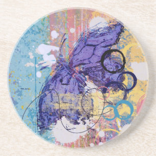 Butterfly Grunge Coaster