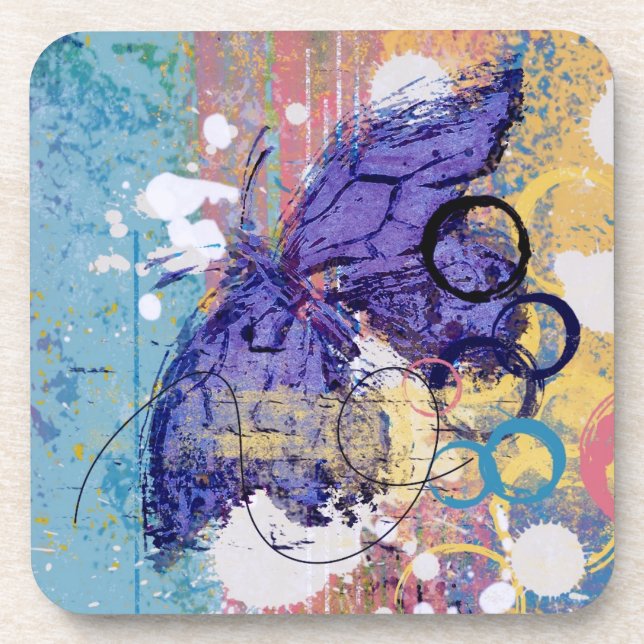 Butterfly Grunge Coaster (Front)