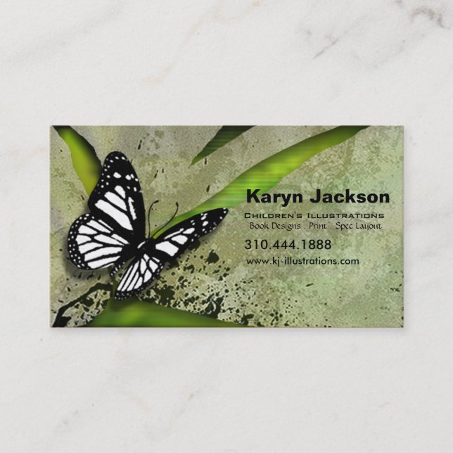 Butterfly Grunge custom designer business card (Front)