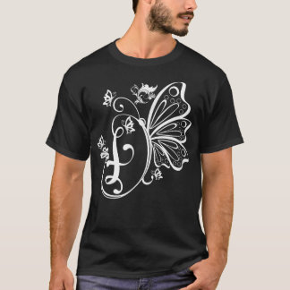 Butterfly Grunge Fairycore Aesthetic Letter F Mono T-Shirt