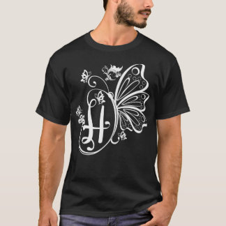 Butterfly Grunge Fairycore Aesthetic Letter H Mono T-Shirt