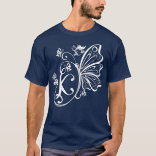 Butterfly Grunge Fairycore Aesthetic Letter K Mono T-Shirt