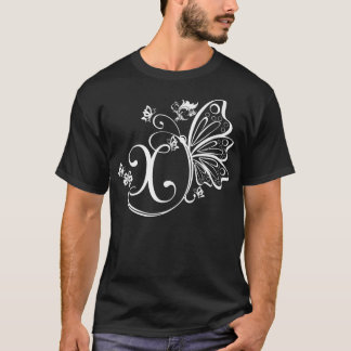 Butterfly Grunge Fairycore Aesthetic Letter X Mono T-Shirt