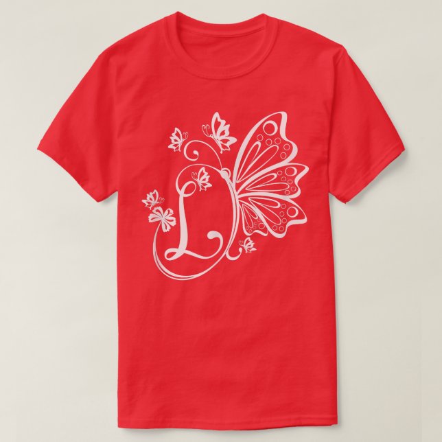 Butterfly Grunge Fairycore Esthetic Letter L Mono T-Shirt (Design Front)