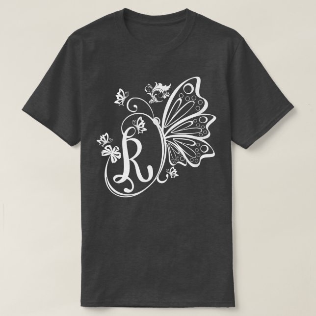 Butterfly Grunge Fairycore Esthetic Letter R Mono T-Shirt (Design Front)