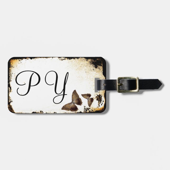 Butterfly Grunge Luggage Tag (Front Horizontal)