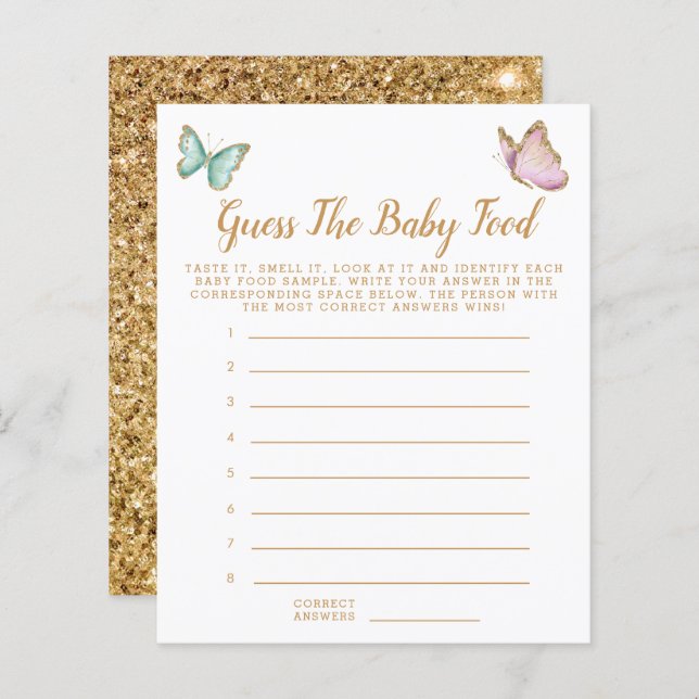Butterfly Guess The Baby Food Shower Game (Front/Back)