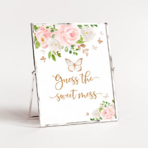 Butterfly guess the sweet  mess baby shower game poster