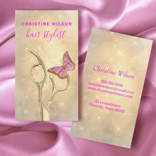 butterfly hair stylist scissors logo business card (Creator Uploaded)