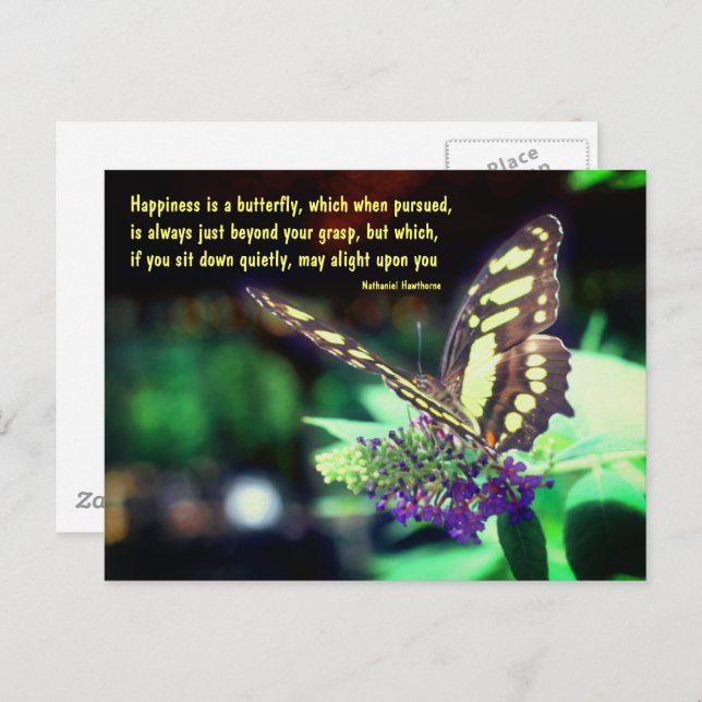 Butterfly Happiness Quote Inspirational  Postcard (Front/Back)