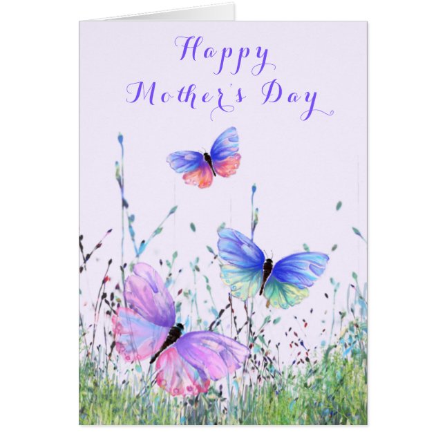 Butterfly Happy Mother's Day Card - Customisable (Front)
