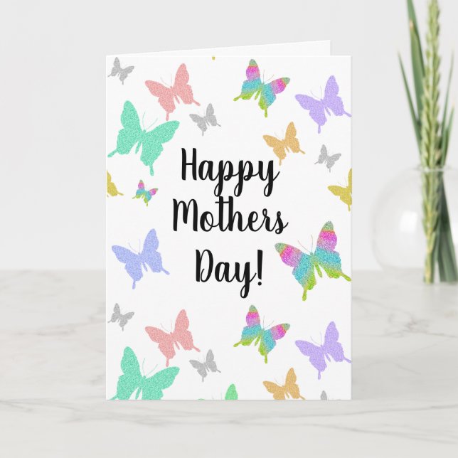 Butterfly Happy Mothers Day Pretty Cute Mum Card (Front)