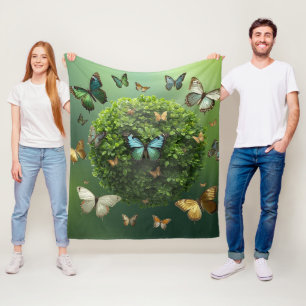 Butterfly Harmony Nature Sphere Fleece Blanket