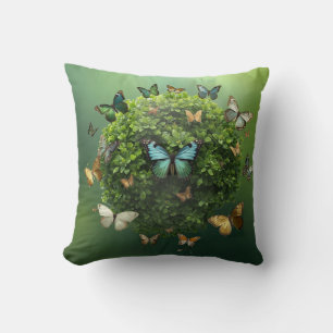 Butterfly Harmony Nature Sphere Throw Pillow