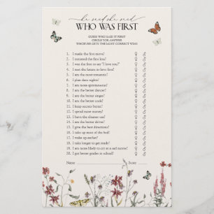 Butterfly He Said She Said Wildflower Shower Game