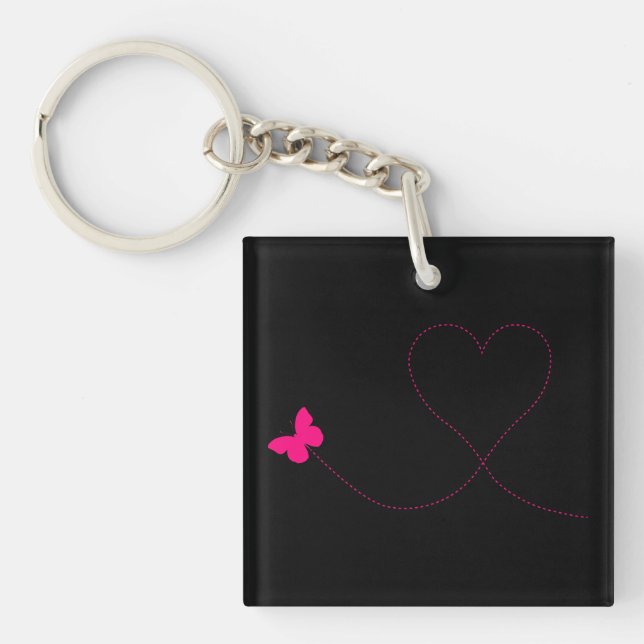 Butterfly Heart Acrylic Keychain (Front)