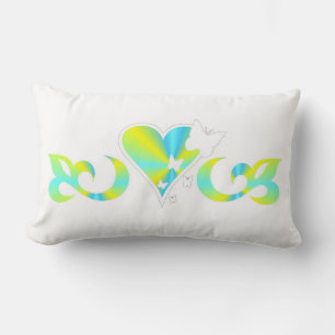 Butterfly Heart and Lily Rainbowart Lumbar Cushion