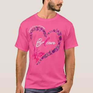 Butterfly Heart Beleive Pink Ribbon Breast Cancer  T-Shirt
