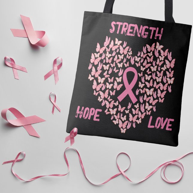 Butterfly Heart Breast Cancer Awareness Tote Bag (Creator Uploaded)