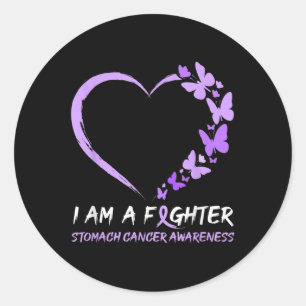 Butterfly Heart I Am A Fighter Stomach Cancer Awar Classic Round Sticker