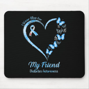 Butterfly Heart I Wear Blue For My Friend Diabetes Mouse Pad