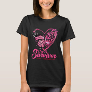 Butterfly Heart I'm A Survivor Breast Cancer Aware T-Shirt