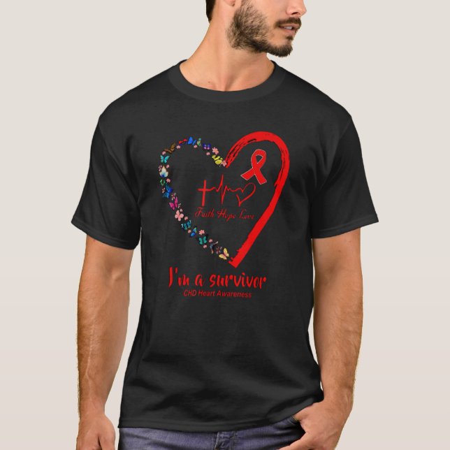 Butterfly Heart I'm A Survivor CHD Heart Disease A T-Shirt (Front)